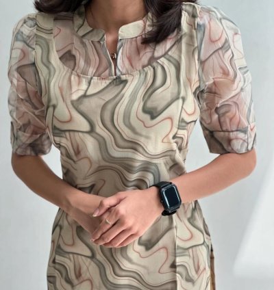 Organza Printed Kurti