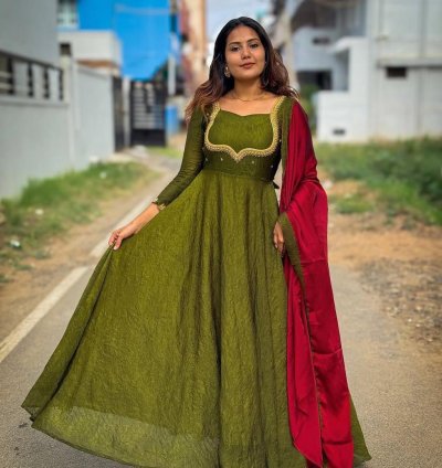 Hand Work Gown With Dupatta